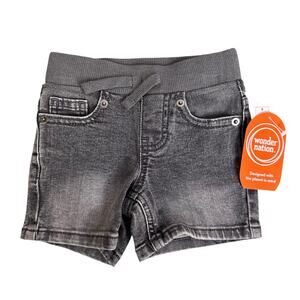 Wonder Nation Baby 12 Months Dark Denim Elastic Waist Jean Shorts Pockets Black